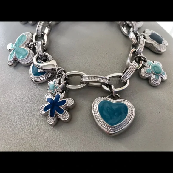 Perfectly Stunning Chunky silver & Enamel Lauren B Adams Charm Bracelet - Picture 8 of 8